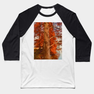 Red Autumn Tree on the lake in Zurich Baseball T-Shirt